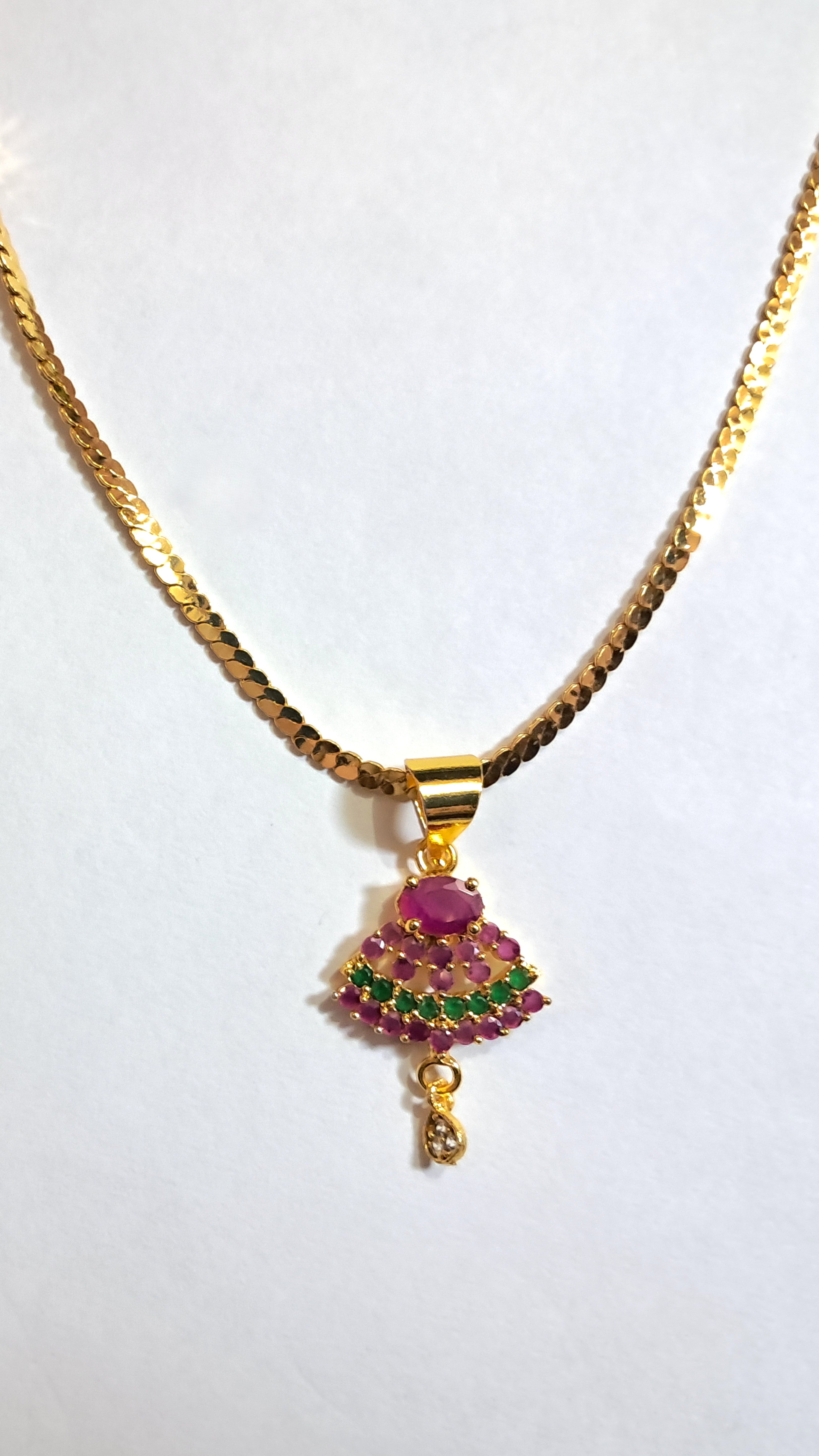 Micro Plated Gold Triangle Pendant Necklace – Elegant Daily Wear Jewellery