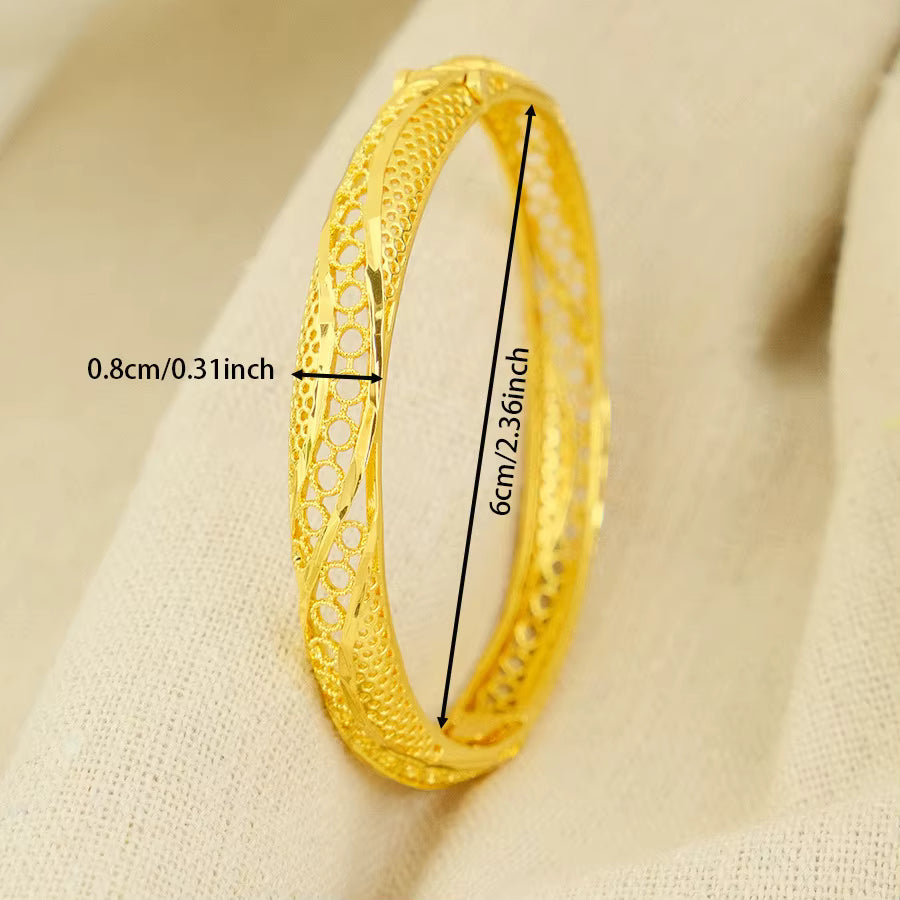 Elegant Gold-Tone Filigree Bangle Bracelet