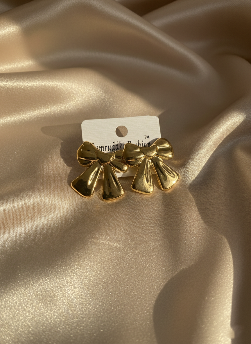 Gold Bow Statement Earrings – Cute, Chic & Trendy Fashion Jewelry for Everyday Glam