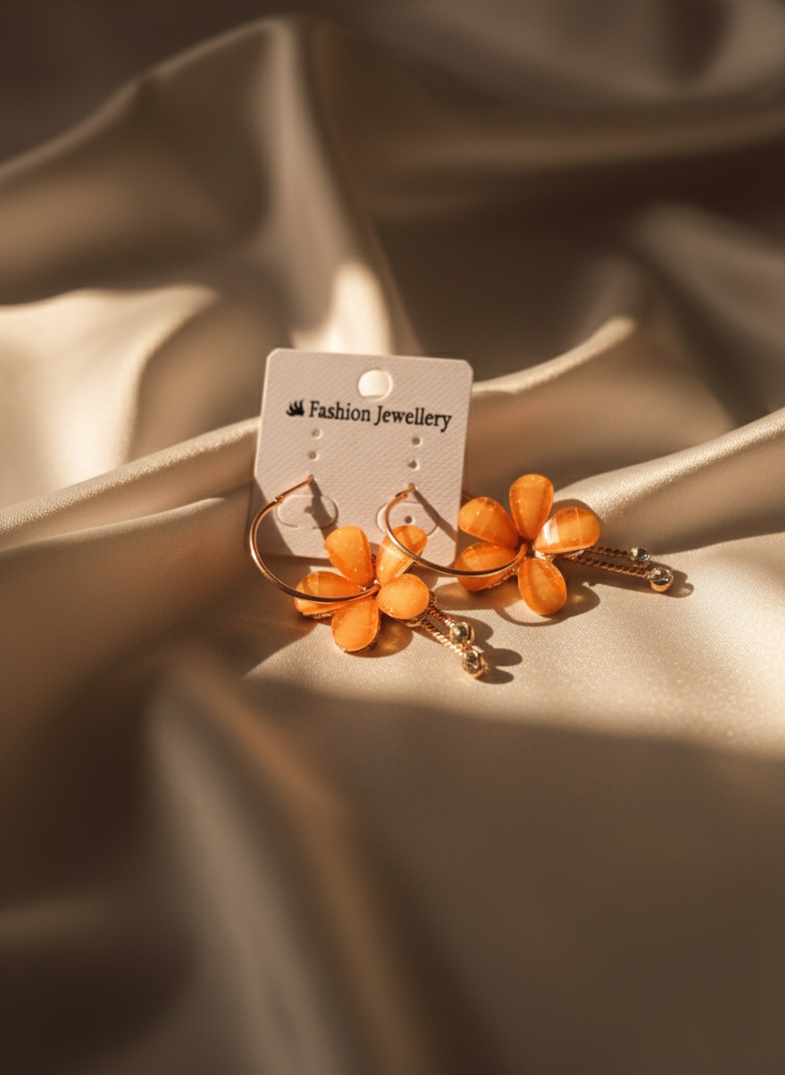 Trendy Floral Hoop Earrings – Cute & Stylish Fashion Jewelry for Everyday and Festive Looks