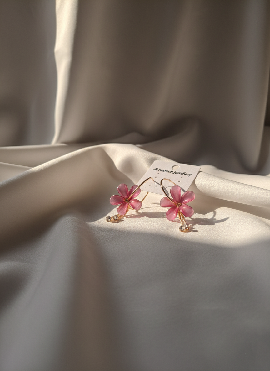 Trendy Floral Hoop Earrings – Cute & Stylish Fashion Jewelry for Everyday and Festive Looks