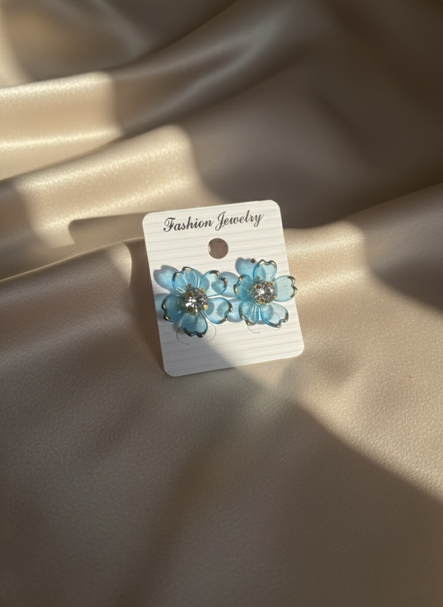 Floral Crystal Stud Earrings – Elegant Statement Accessories for Women