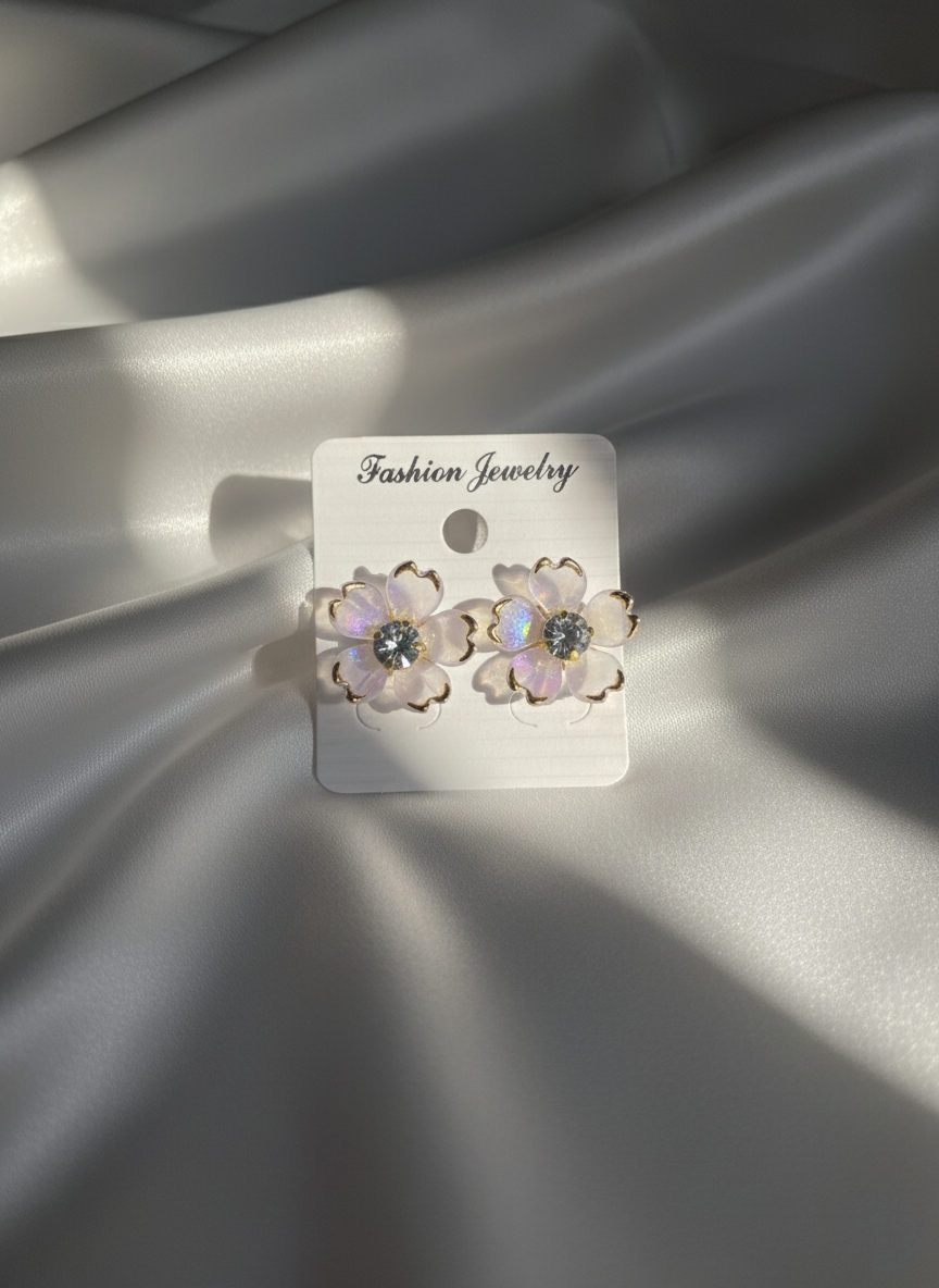 Floral Crystal Stud Earrings – Elegant Statement Accessories for Women