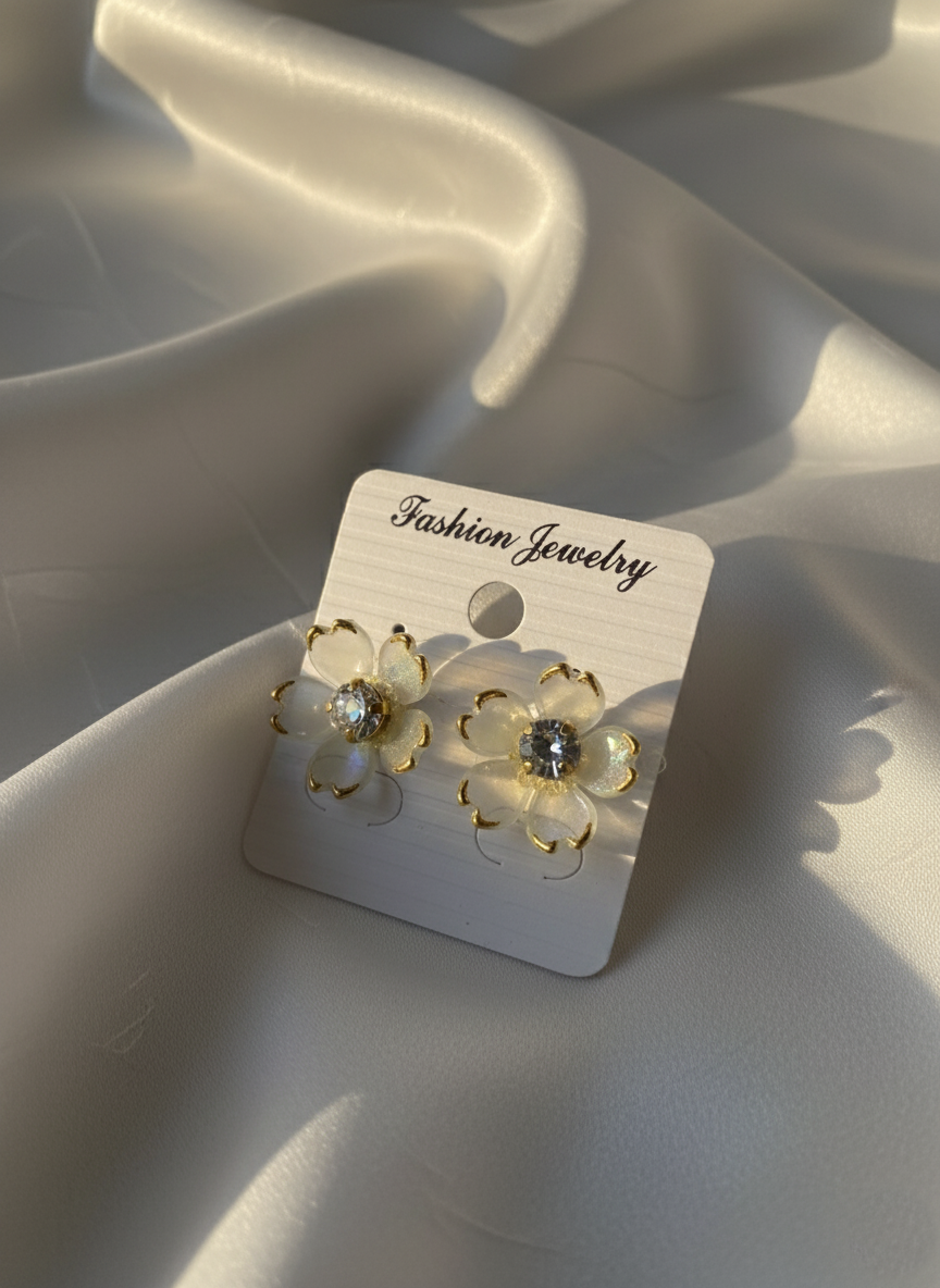 Floral Crystal Stud Earrings – Elegant Statement Accessories for Women