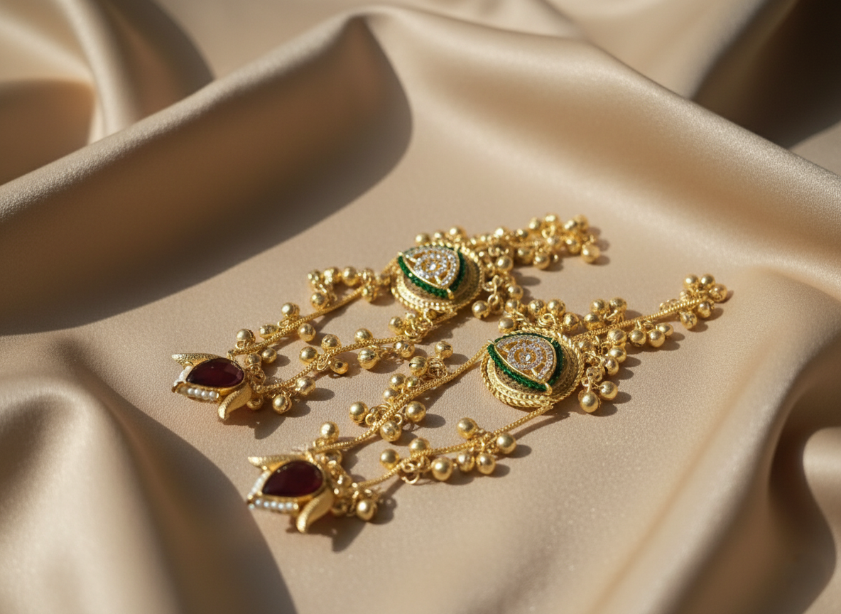 Trending Kashmiri Bridal Earrings – Luxury Red & Green Wedding Season Jewelry