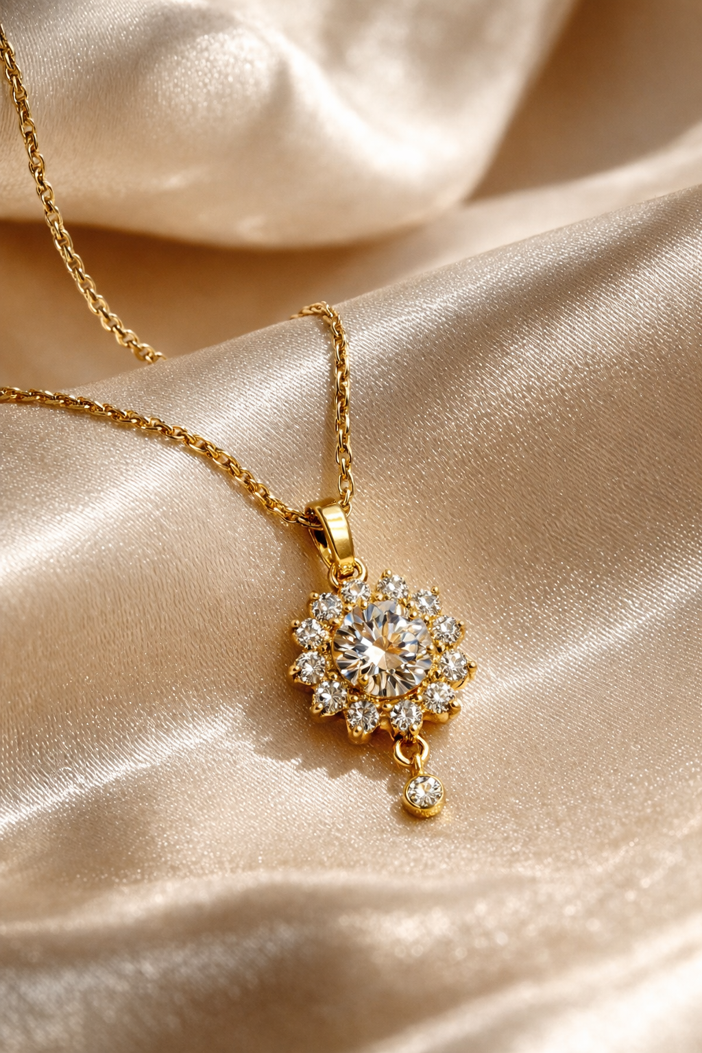 Aurora Bloom – Micro-Plated 1 Carat Gold Pendant Necklace